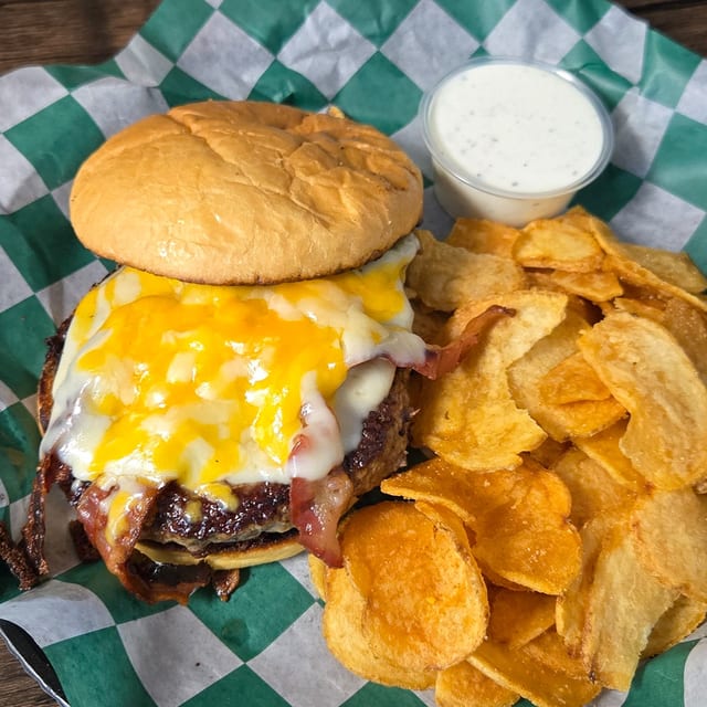 Three Cheese Bacon Burger.