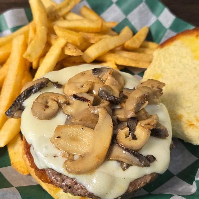 Mushroom Swiss Burger.